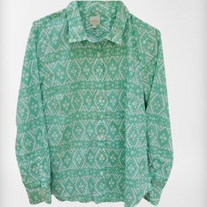 J.crew Long Sleeve Green/White Bottons Size/ M